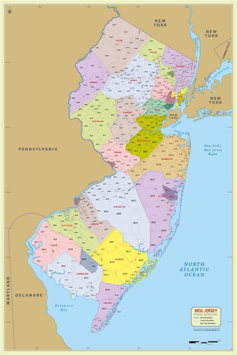 MAP New Jersey Zip Codes Map